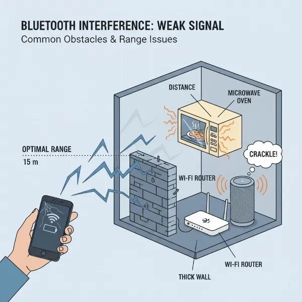bluetooth speaker signal interference with range and common household obstacles