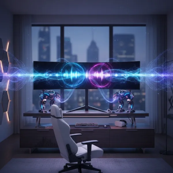 Two GravaStar Mars Pro speakers wirelessly paired for a stereo sound experience in a modern living space.