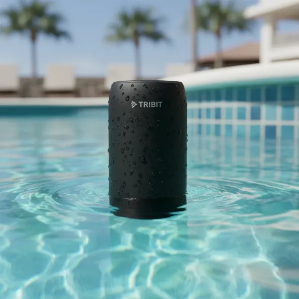 Tribit XSound Go speaker submerged in water, demonstrating its IPX7 waterproof rating