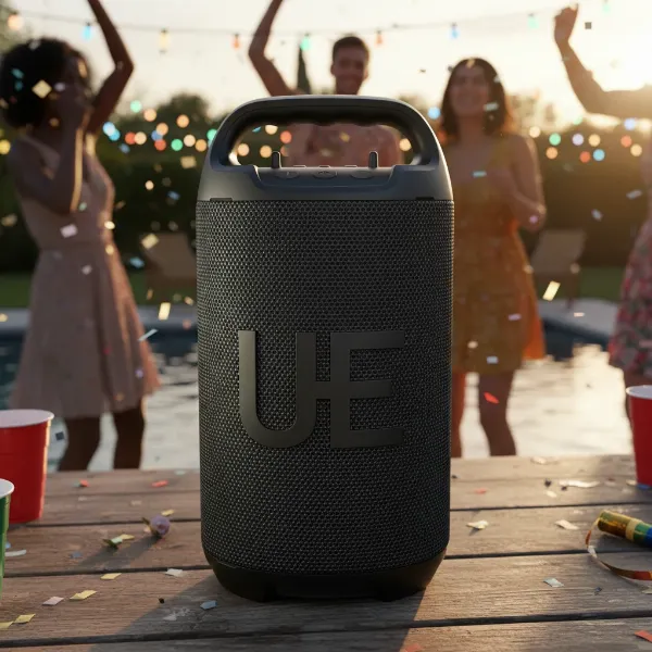 Ultimate Ears Hyperboom portable party speaker showcasing its large, robust design